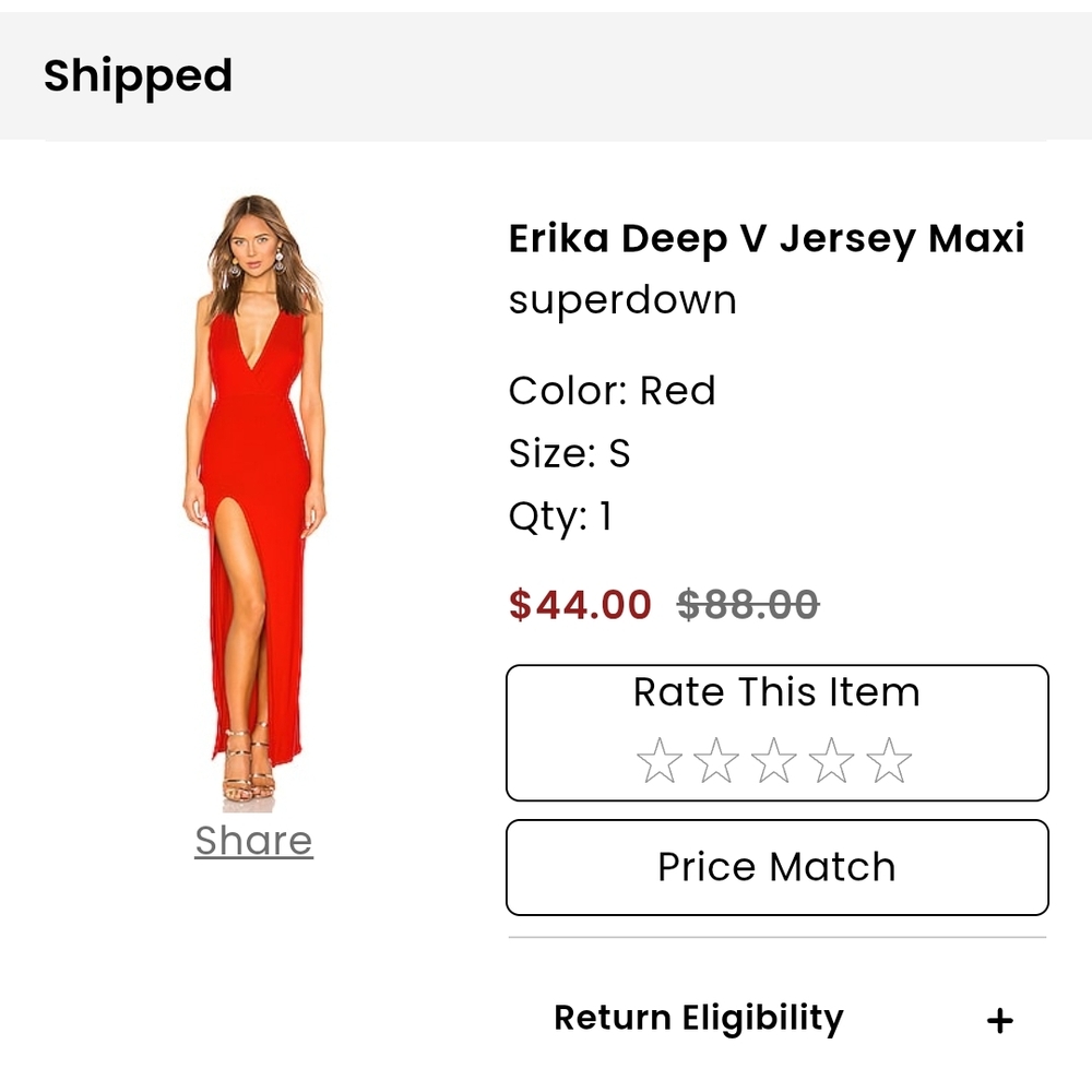 Superdown Red Deep V Maxi Dress